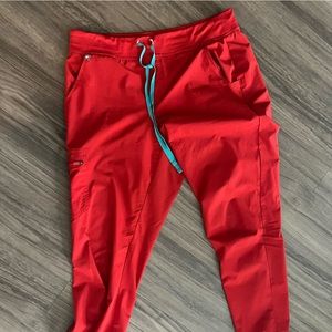 Figs Bright Red Scrub Bottoms